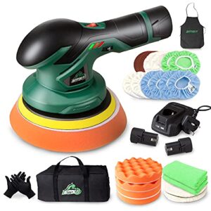 batoca - cordless car buffer polisher - with 2pcs 12v lithium rechargeable battery cordless polisher with 6 variable speed, 2.0ah cordless buffer polisher for car detailing