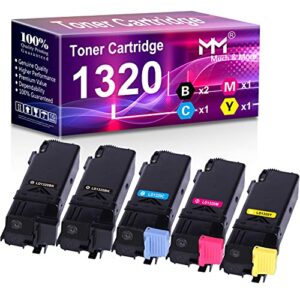 mm much & more compatible toner cartridge replacement for dell 1320c 310-9058 310-9060 310-9062 310-9064 high yield to used with color laser 1320c printer (2 x black, cyan, magenta, yellow) 5-pack