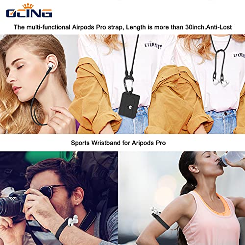 OCING 3 in One New Airpods Pro Case Cover with Button Be Safer and Secured (Designed in Mar. 2021),360° Protective Cute Case for Girl Men, Supports Wireless Charging [Front LED Visible](Black)