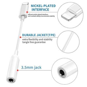 [Apple MFi Certified] 2 Pack for iPhone Headphone Jack Adapter Lightning to 3.5mm Headphone Aux Audio Adapter for iPhone Dongle Cable Compatible with iPhone 14 13 12 11 Xs MAX XR X 8 7 iPad iPod