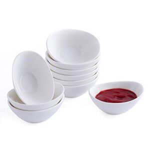 babaliu 2.5 oz porcelain dipping bowls set of 10, mini bowls white ceramic sauce bowl/dish, little bowls for soy sauce, ketchup, bbq sauce, seasoning, condiment, appetizer