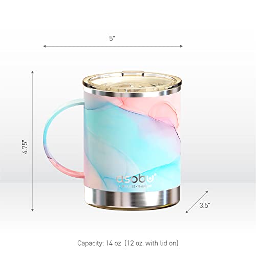 asobu Ultimate Stainless Steel Ceramic Inner Coating Coffee Mug with Double Walled Copper Lining Insulation, 12 Ounces (Aqua Pink)