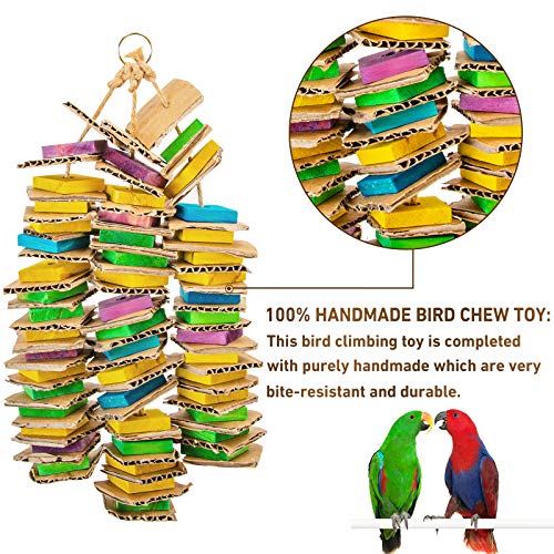 MYFAMIREA Parrot Toys for Medium Birds, Parrot Chewing Toy Cardboard Bird Toys Natural Wooden Bird Cage Chewing Toy for African Greys, Cockatoos, Macaws, Small & Medium Birds