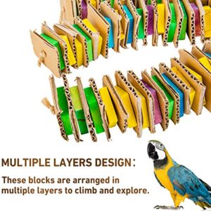 MYFAMIREA Parrot Toys for Medium Birds, Parrot Chewing Toy Cardboard Bird Toys Natural Wooden Bird Cage Chewing Toy for African Greys, Cockatoos, Macaws, Small & Medium Birds