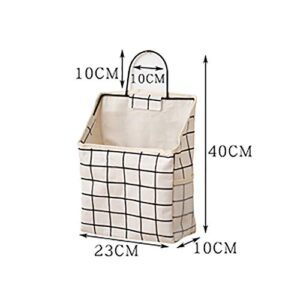 Lekgymr Multifunction Wall-Hanging Storage Basket with Hook & Mesh Pockets, Cotton Linen Hanging Storage Bag Family Organizer Box Home Decor Containers