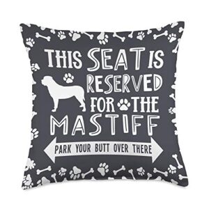 all mastiff gifts reserved mastiff seat park there mom dad funny gift throw pillow, 18x18, multicolor