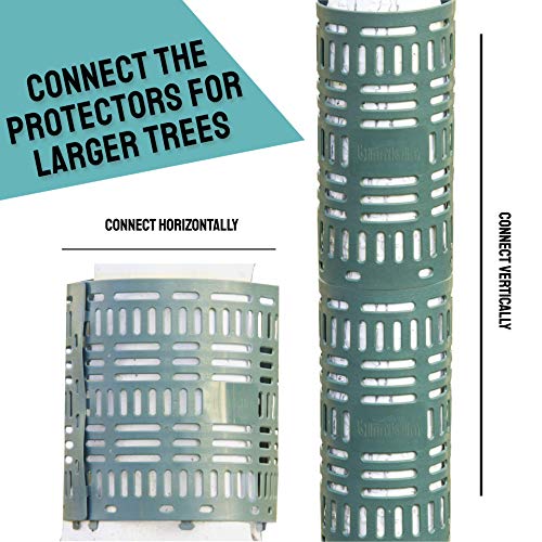 [ 6 Pack ] Plastic Tree Trunk and Bark Protector | Interlocking to Attach Vertically and/or Horizontally for Varying Tree Sizes | Protects Against Sun Scald, Mowers, Trimmers, and Animals