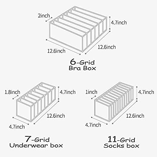 AFXOBO 3 Pcs Underwear Storage Bag Panties Bra Socks Storage Box Foldable Drawer Type Multi-Compartment Storage Bag