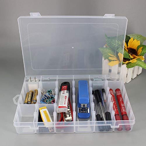 Plastic Organizer Box with Dividers - 36 Compartment Organizer - Clear Organizer Box for Screws,Felt Letter Board Letters,Jewelry,Beads,Buttons,Fishing Tackle,Loom Bands