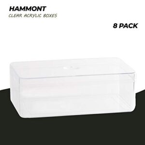 Hammont Clear Acrylic Boxes - 8 Pack - 5.75"x3.55"x2" - Small with Round Edges Lucite Boxes for Gifts, Weddings, Party Favors, Treats, Candies & Accessories, Plastic Storage Boxes