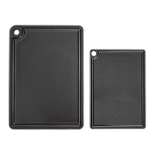 Linden Sweden - Mimi Cutting Board Set of 2 - Made in Sweden - plastic cutting boards for kitchen - BPA Free & Dishwasher Safe - black cutting board - 10 5/8” x 7 1/2” x 3/8” & 13 3/4" x 9” x 3/8"