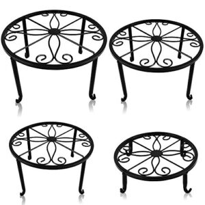 yosager 4 Pack Metal Plant Stands for Flower Pot, Heavy Duty Potted Holder, Indoor Outdoor Metal Rustproof Iron Garden Container Round Supports Rack for Planter