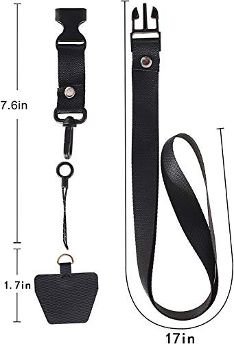 [2 Pack] Cellphone Lanyard Tether, Universal Detachable Neck Strap with Patch for Most Cell Phone Case & iPhone Case (Black+Leopard)