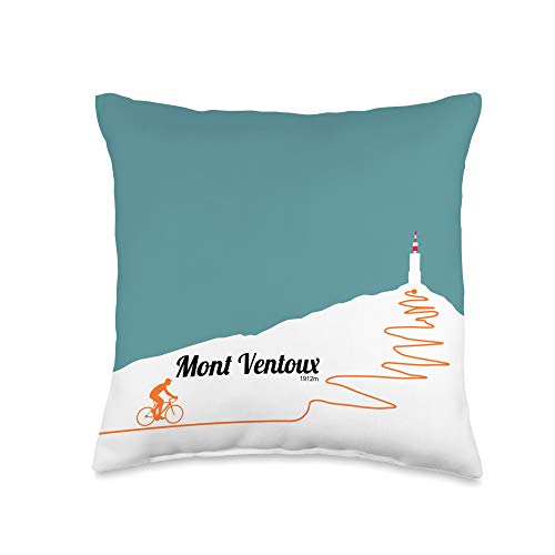 AnotherCyclist Mont Ventoux French Cycling Climb-Mountain-Famous-Icon Throw Pillow, 16x16, Multicolor