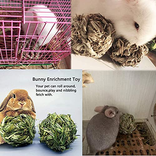 Hamiledyi Rabbit Timothy Woven Chew Toys 13PCS, Natural Guinea Pig Grass Balls Bunny Hay Cakes Small Animal Molar Teeth Snacks Grinding Activity Play for Hamster Chinchilla Gerbils