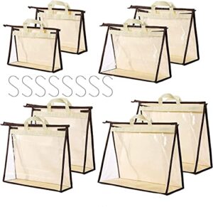 cinpiuk 8 pack handbag dust bags clear purse storage organizer for closet, hanging zipper storage bag for handbags