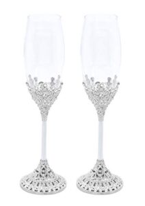 lasody crystal set champagne flutes - wedding glasses for bride & groom - toasting cups gift sets for couples - engagement, wedding, house warming gift