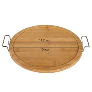 yarlung 10 Inch Ceramic Divided Serving Dishes with Bamboo Platter, Appetizer Tray 5 Removable Snacks Bowls for Candy and Nut, Chips and Dips, No Lid Included