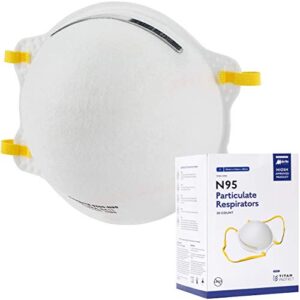 titan protect 9500s n95 respirator mask - niosh authorized disposable face masks - genuine pre-formed cone n95 face mask manufactured by makrite - small size (box of 20 masks)