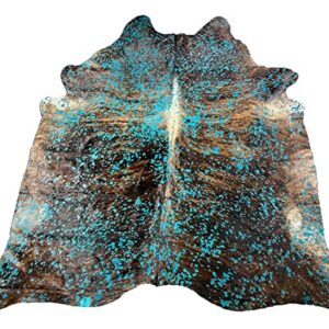 Deluxe Cowhides - Cowhide Area Rug - Turquoise Cowhide Approx 8X7 feet or 244X213cm