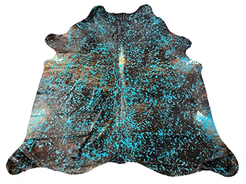 Deluxe Cowhides - Cowhide Area Rug - Turquoise Cowhide Approx 8X7 feet or 244X213cm