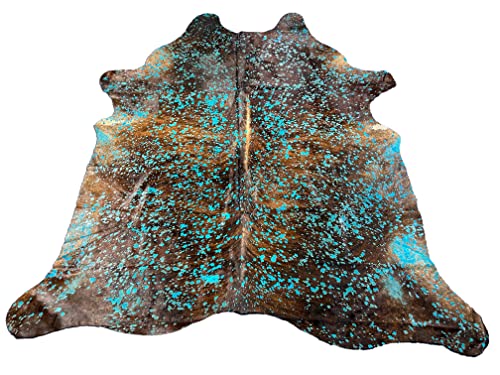 Deluxe Cowhides - Cowhide Area Rug - Turquoise Cowhide Approx 8X7 feet or 244X213cm