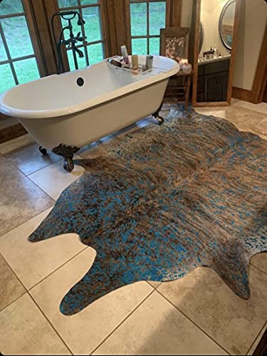 Deluxe Cowhides - Cowhide Area Rug - Turquoise Cowhide Approx 8X7 feet or 244X213cm