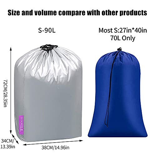 3-Pack Large Travel Laundry Bag, Dirty Clothes Storage Bag with Drawstring, Organizer Waterproof and Heavy Duty Stitching, Idea for Store Clothes, Blankets, Toys (Silver, Medium)