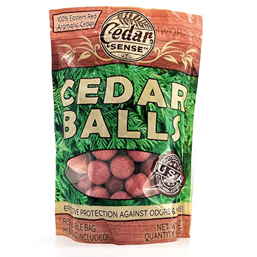 Cedar Balls - 50 Pack - Cedar Sense - Made in U.S.A.- Cedar Blocks for Clothes Storage - Cedar for Closets and Drawers