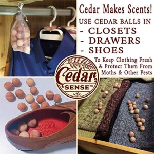 Cedar Balls - 50 Pack - Cedar Sense - Made in U.S.A.- Cedar Blocks for Clothes Storage - Cedar for Closets and Drawers