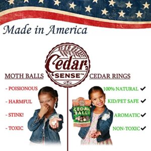 Cedar Balls - 50 Pack - Cedar Sense - Made in U.S.A.- Cedar Blocks for Clothes Storage - Cedar for Closets and Drawers