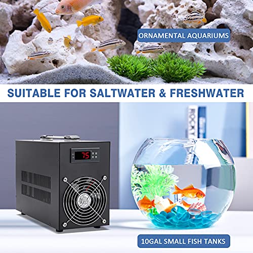 Poafamx 16gal Aquarium Chiller Small Water Chiller for Househod Fish Tanks Coral Crystal Shrimp 110V with Pump (Chiller, 60L/16Gal)