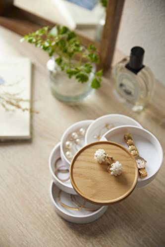 Yamazaki Box Home Stacked Accessory Trays with Wooden Lid | Plastic | Jewelry Organizer, One Size, White