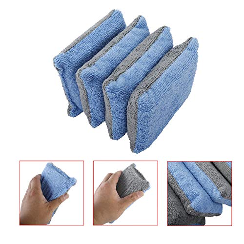 AuInLand 12 Packs Microfiber Car Applicator Sponge, Foam Waxing Pad, Blue & Grey