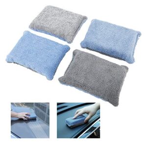 AuInLand 12 Packs Microfiber Car Applicator Sponge, Foam Waxing Pad, Blue & Grey