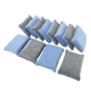 AuInLand 12 Packs Microfiber Car Applicator Sponge, Foam Waxing Pad, Blue & Grey