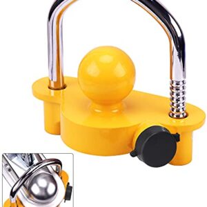 Turnart Trailer Lock, Hitch Lock, Trailer Hitch Lock, Trailer Coupler Lock, Trailer Tongue Lock, Adjustable, Heavy-Duty Steel, Universal Size Fits 1-7/8", 2", and 2-5/16" Couplers (Yellow-A)