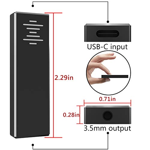 Geekria SJC01 Portable Headphone Amplifier/DAC/AMP with USB and Type-C Input, 3.5mm Audio Jack Output, Compatible with 384K/32Bit Hi-Res APPL Music Lossless Audio, PC, Laptop, Android Phones