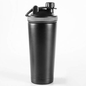 leakproof ice shaker,stainless shaker bottle thermos cup,25oz portable tumbler,travel mug keep hot and cold for sport home car gift travel(black)