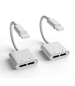 2pack[apple mfi certified]headphones jack adapter for charging iphone 7/8plus/x/xr/xs/se/11/12/pro/max/ipad dongle converter charger accessories cables audio connector earphone dual lightning splitter