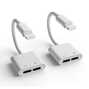 2Pack[Apple MFi Certified]Headphones Jack Adapter for Charging iPhone 7/8Plus/X/Xr/Xs/SE/11/12/Pro/Max/ipad Dongle Converter Charger Accessories Cables Audio Connector Earphone Dual Lightning Splitter