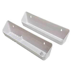 bueyfolt 14" kitchen sink front tip-out accessory trays with mounting screws, white, 2 pack (conventional open tray and accessory tray with ring holder and soap dish) hinges are not included