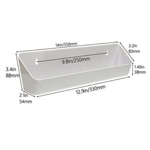 Bueyfolt 14" Kitchen Sink Front Tip-Out Accessory Trays with Mounting Screws, White, 2 Pack (Conventional Open Tray and Accessory Tray with Ring Holder and Soap Dish) Hinges are Not Included