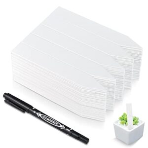 homenote 200 pcs 4" plastic plant labels waterproof plant tags for seedling, vegetable gardening tags with permanet marking pen, white
