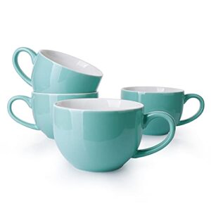 sweese 622.402 jumbo mug set- 24 ounce porcelain mugs for soup, coffee, tea, ice cream, cereal, set of 4, turquoise