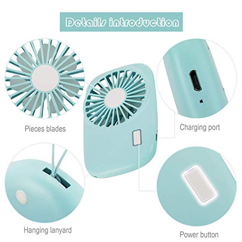 Aluan Handheld Fan + Hands-Free Neck Fan with Lanyard, Rechargeable Battery Operated, Perfect for makeup or travel