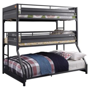 Acme Furniture Twin Over Full Container Design Metal Triple Bunk Bed, Gunmetal Finish