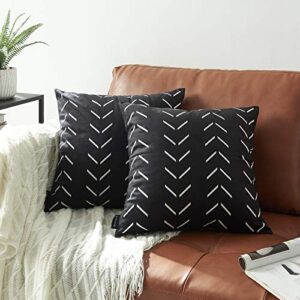 nestinco set of 2 boho pillow covers 16 x 16 inches black square pillow covers with white arrows print polyester blend decorative throw pillow covers sofa cushion cases