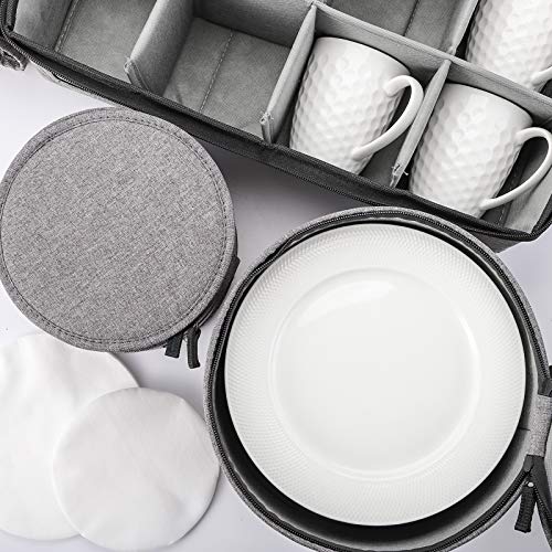 TOPZEA Set of 4 China Storage Containers Hard Shell, Dinnerware Storage Containers for Plate Storage and Transport, Stackable Plate Holder Protector Moving Box for Dishes, Felt Plate Dividers Included