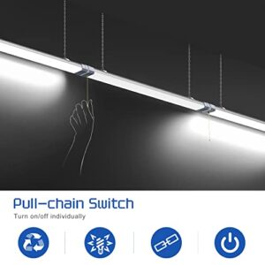 100W LED Shop Light Linkable, 13000 LM 5000K Super Bright Workshop Lights with US Plug Cable, Pull Chain (ON/Off) for Garage Workshops Basements Hanging or FlushMount - 1 Pack ETL Listed